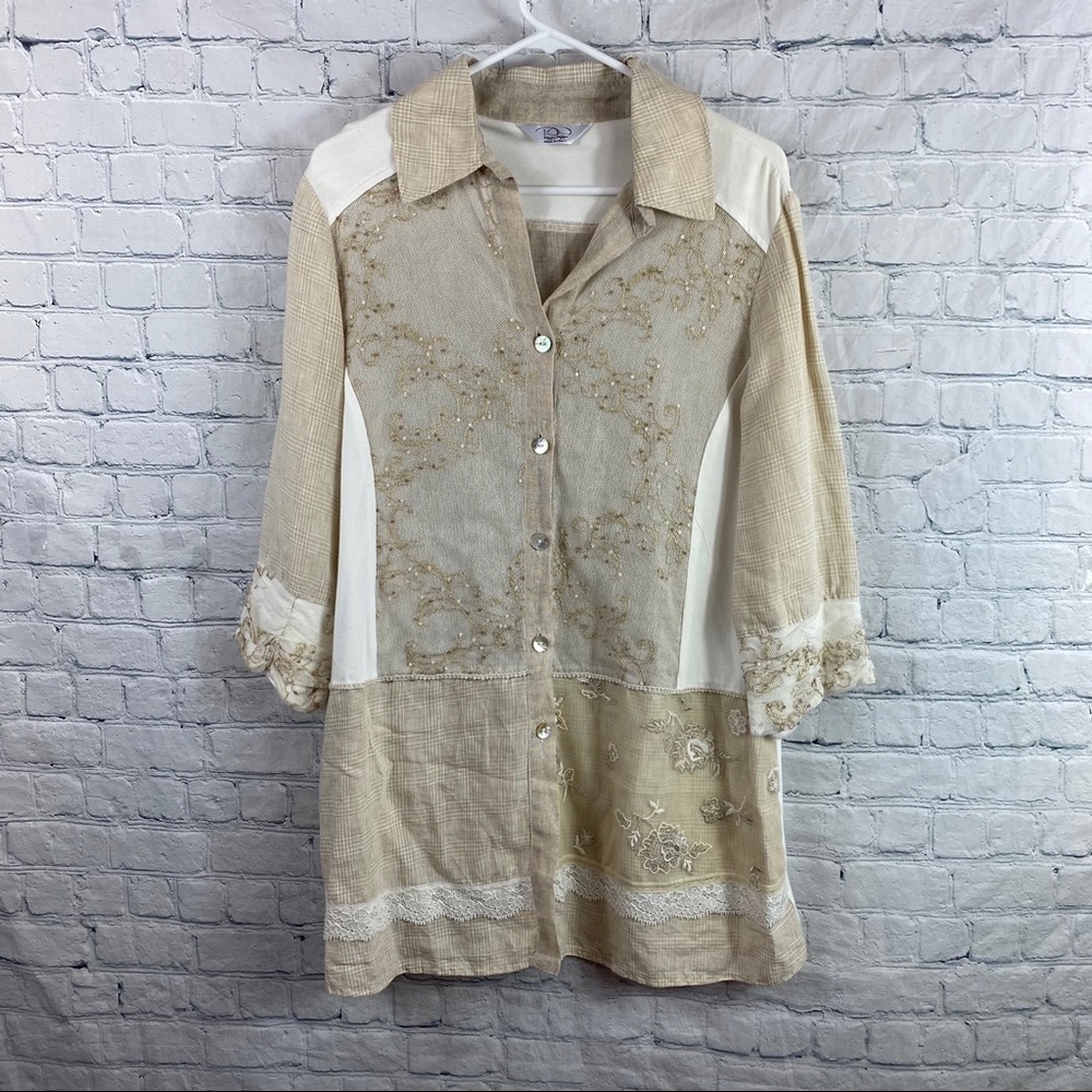 Elegant Beige Embroidered Blouse